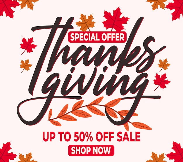 Thanksgiving banner, Thanksgiving offer poster. Thanksgiving poster for social media