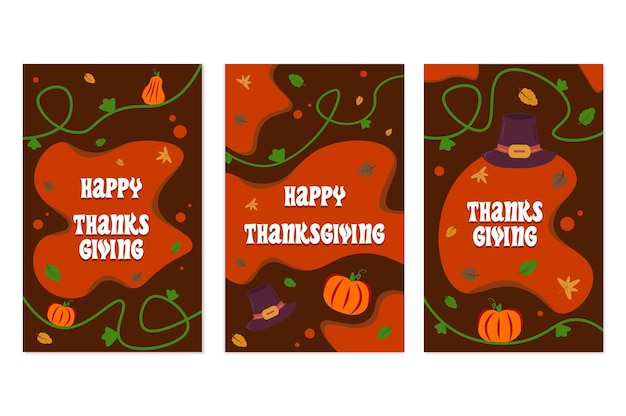 Thanksgiving-banners in cartoonstijl ontwerpen deze brochure met een unieke illustratiestijl