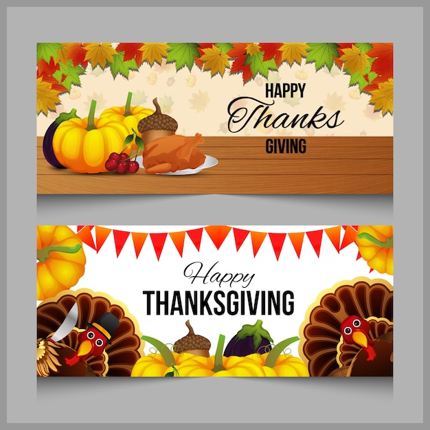 Vector thanksgiving banners instellen