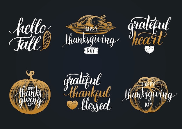 Thanksgiving belettering. handgeschreven kalligrafie.