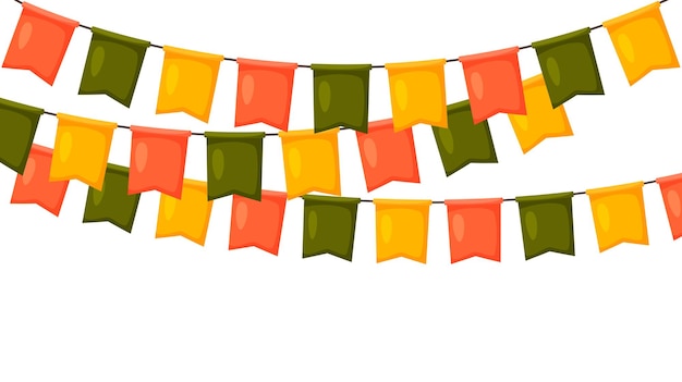 Thanksgiving bunting. orange, red and yellow flag garland. autumn holidays party fall decoration