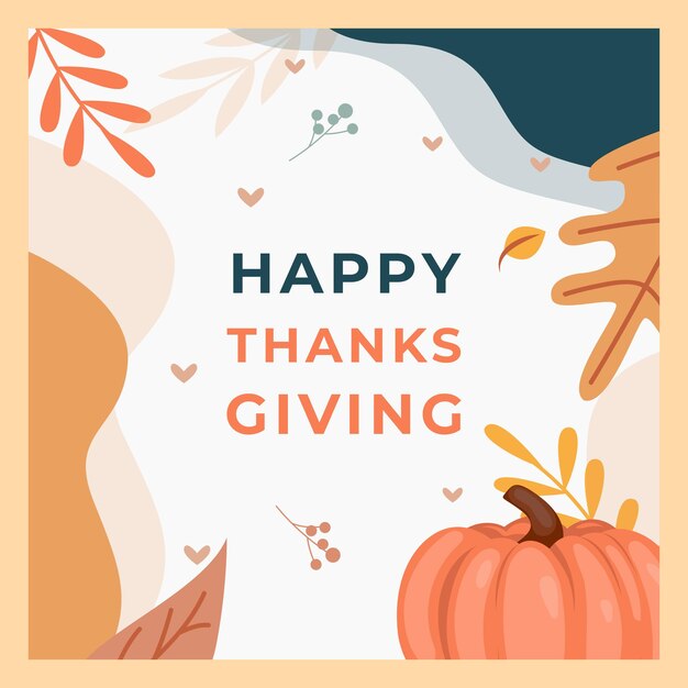 Thanksgiving card template design and social media banner Free Vector