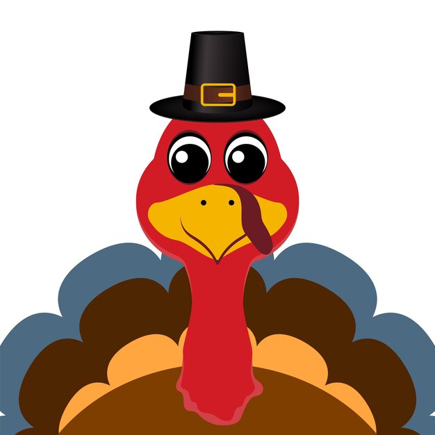 Thanksgiving cartoon turkey stands on a white background Vector illustration for the holiday
