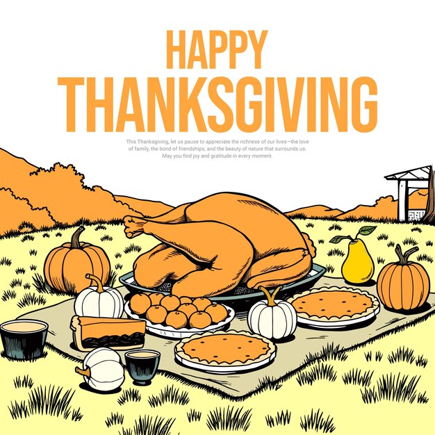Vector thanksgiving celebration family thank you greeting card social media post template banner