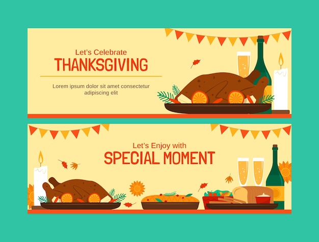 Vector thanksgiving celebration horizontal banner template