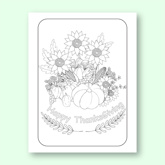 Thanksgiving coloring Page For adult And Children