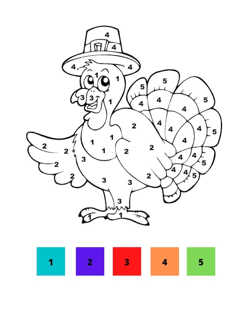 Disegni da colorare del ringraziamento colore per numero ringraziamento