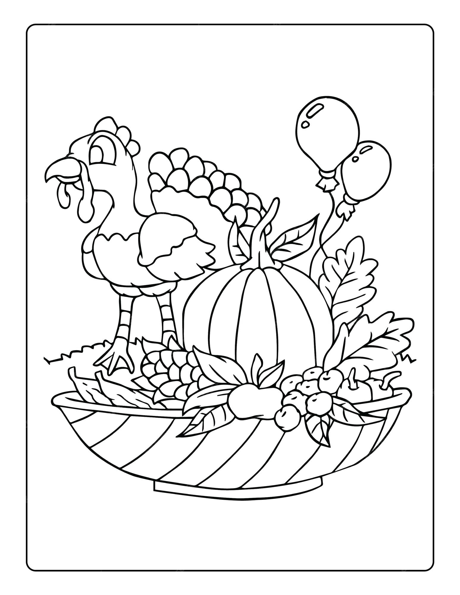 Premium Vector Thanksgiving Coloring Pages For Kids With Turkey And Pumpkin Black And White premium-vector-thanksgiving-coloring-pages-for-kids-with-turkey-and-pumpkin-black-and-white