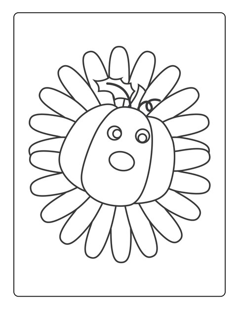 Thanksgiving Coloring Pages for kids with turkey and pumpkin black and white activity worksheet