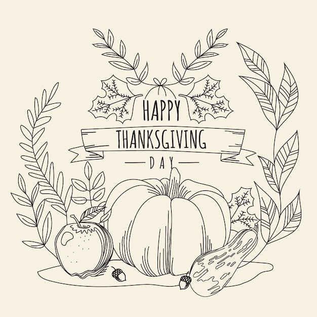 Vector thanksgiving concept in hand drawn