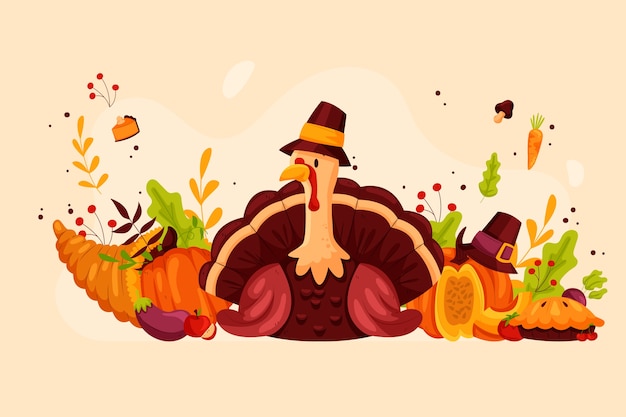 Vector thanksgiving concept in hand drawn