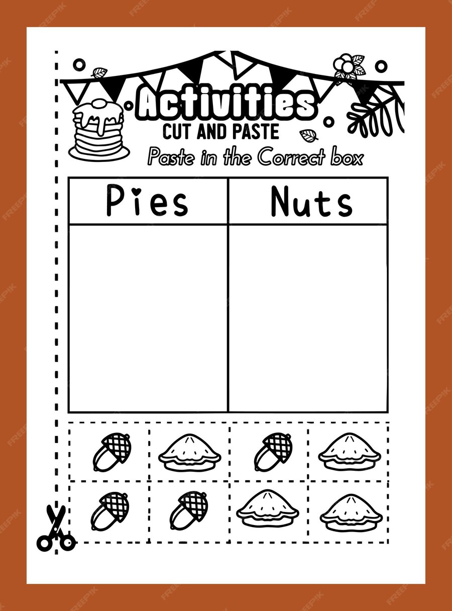 Premium Vector | Thanksgiving cut and paste worksheet
