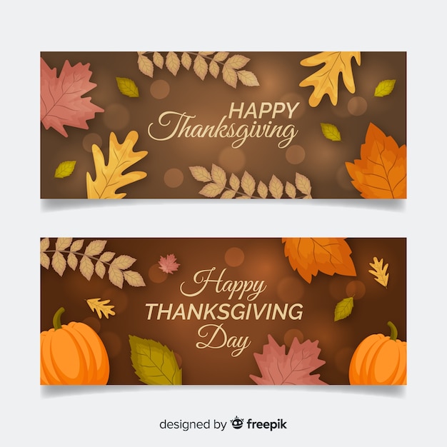 Thanksgiving day banner set with autumn elements