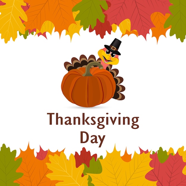 Thanksgiving day banner with autumn leaves vector illustration