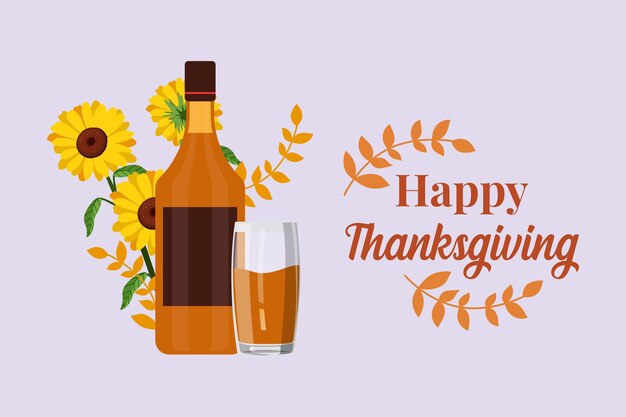 Thanksgiving day concept Holiday greeting card Colored flat vector illustration isolated