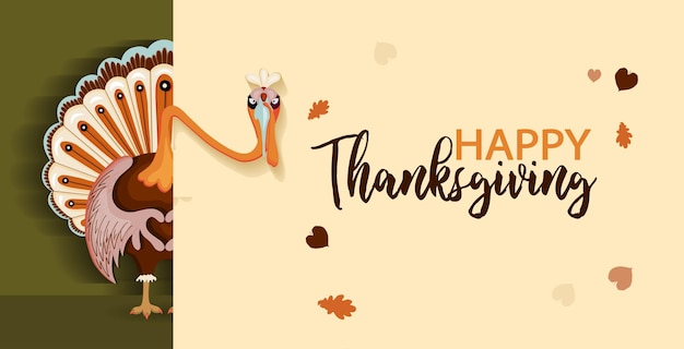 Thanksgiving day horizontal poster funny turkeyvector illustration