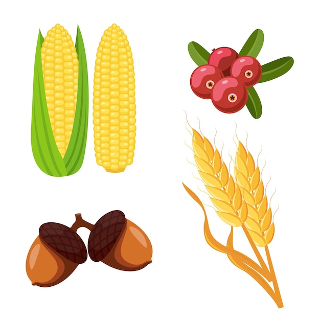 Vector thanksgiving day icons set