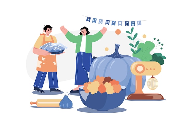 Thanksgiving Day Illustration concept