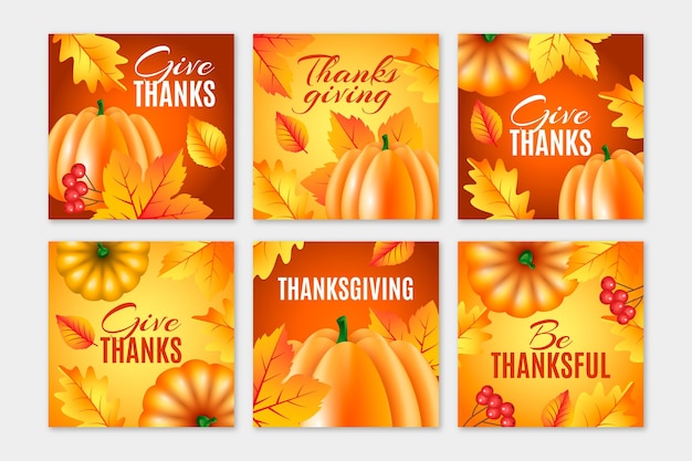 Vector thanksgiving day instagram posts sjabloon