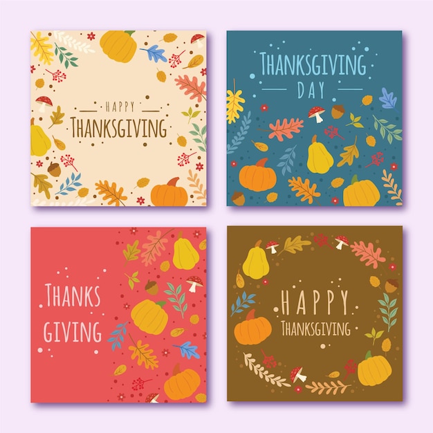 Vector thanksgiving day instagram posts theme