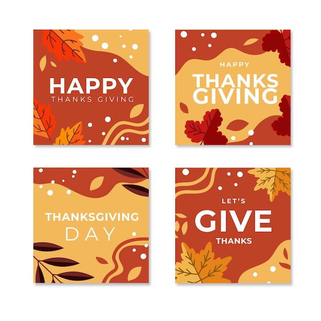 Vector thanksgiving day instagram posts