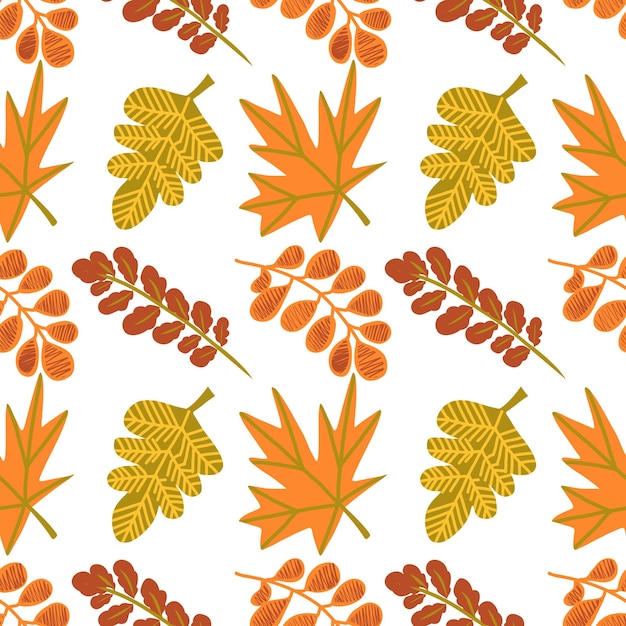 Thanksgiving day seamless pattern vector illustration with turkey pumpkins red berries autumn leaves scarecrow sunflowers apples