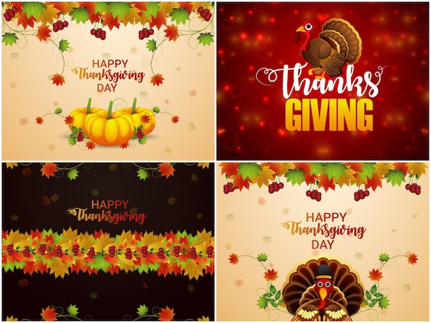 Thanksgiving day turkey festival design collection