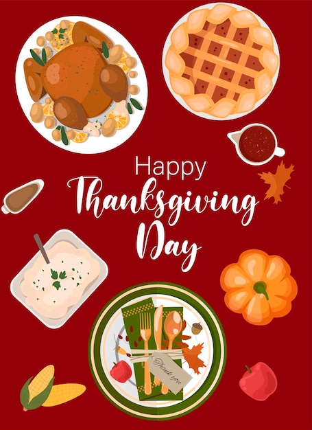 Thanksgiving day vector ontwerpsjabloon voor posters banners uitnodigingen wenskaart