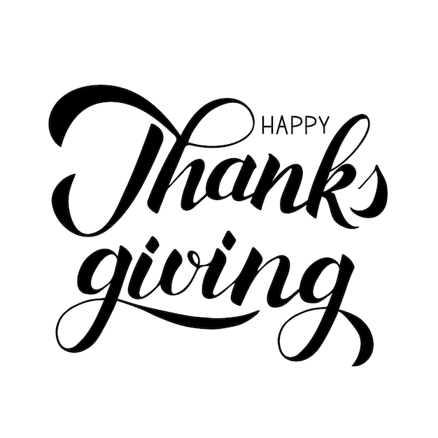 Thanksgiving day vectorillustratie Happy Thanks geven hand geschreven met borstel Kalligrafie belettering geïsoleerd op wit