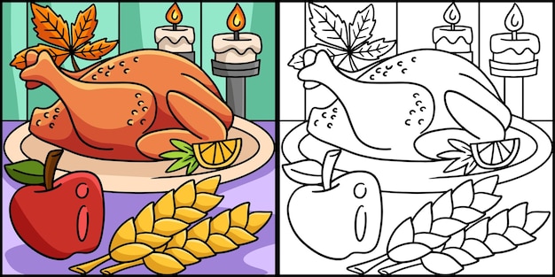 Thanksgiving diner turkije maaltijd illustratie