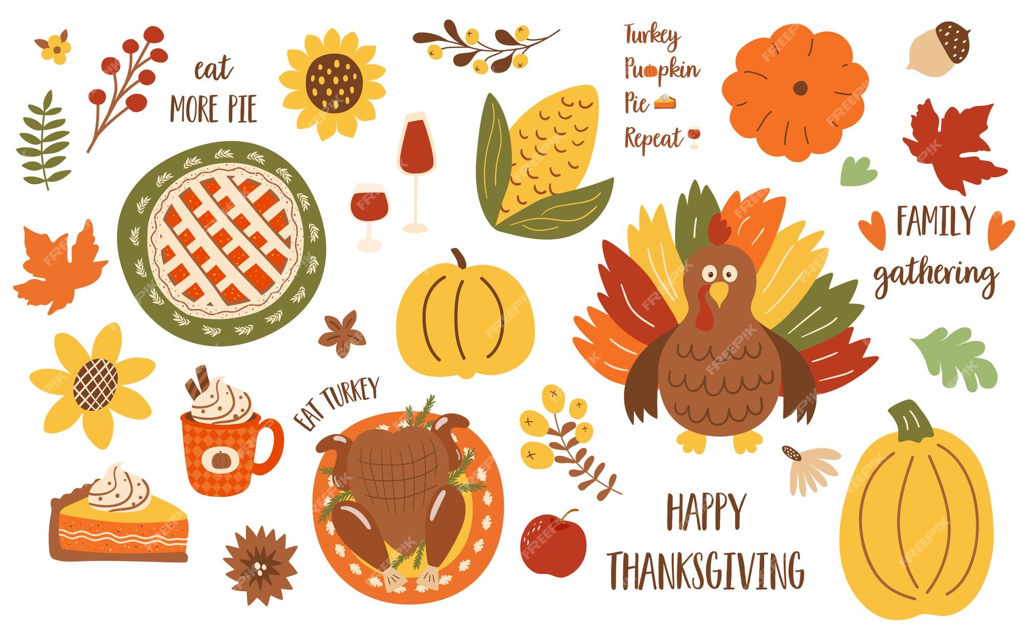 turkey eating pie clipart border