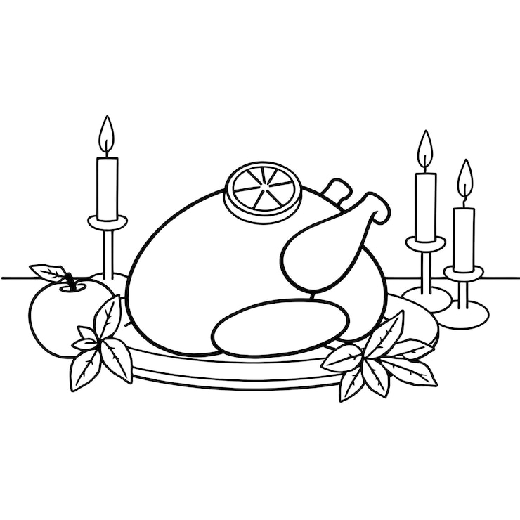 Vector thanksgiving dinner kalkoen tekening vector illustratie kleurblad