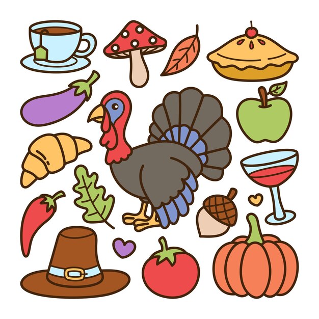 Vector thanksgiving doodle illustration