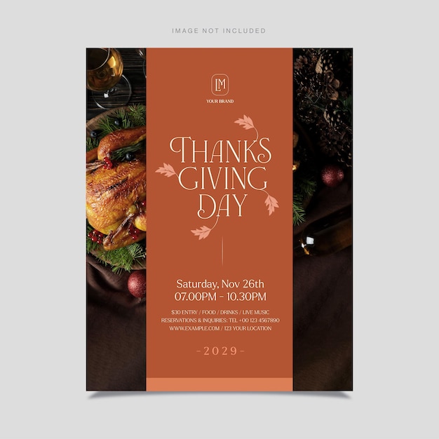 Vector thanksgiving flyer template modern autumn fall harvest season in vector eps