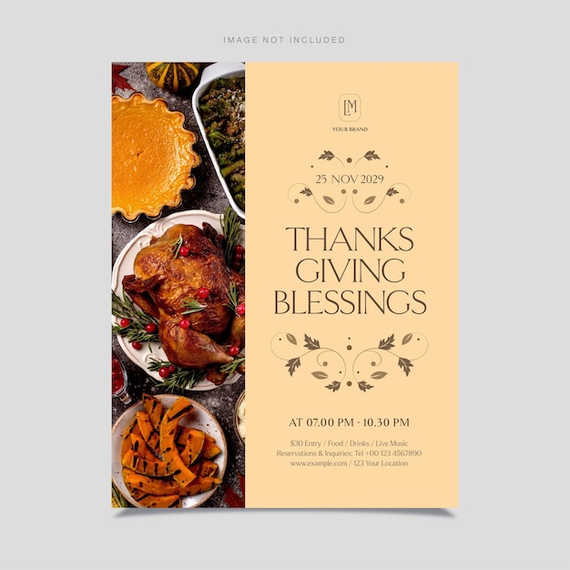 Vector thanksgiving flyer template ornate contemporary style v2 in vector eps