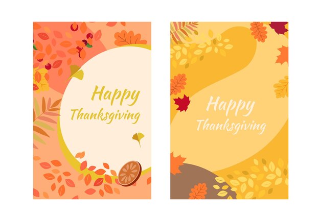 Thanksgiving greeting card template with autumn elements