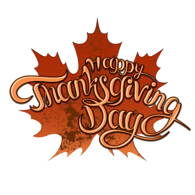 Thanksgiving greeting card with happy lettering.