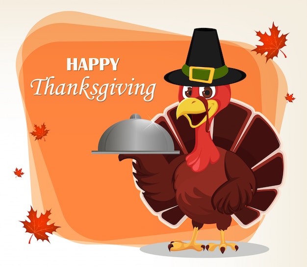 Vector thanksgiving greeting card with a turkey bird