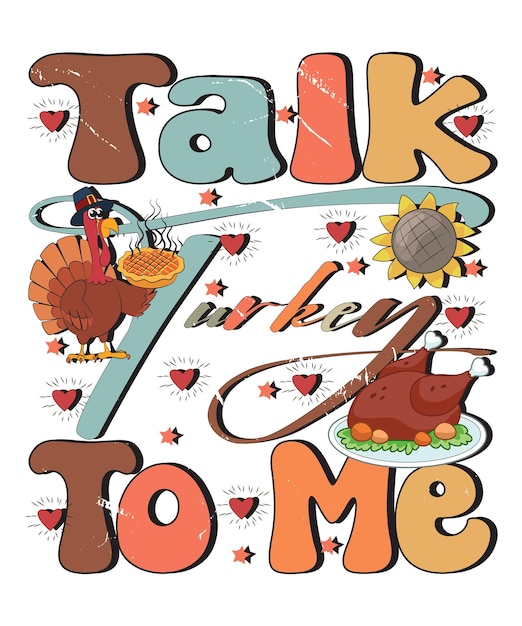 Vector thanksgiving groovy stijl typografie t-shirt design, emoji thanksgiving design, kawai t-shirt design