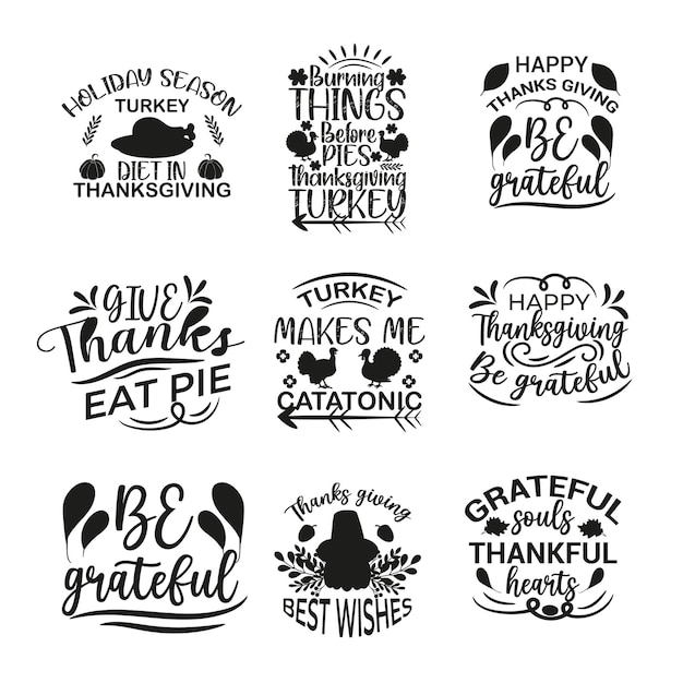 thanksgiving happy thanksgiving typography tshirt set of Thanksgiving lettering tshirt design