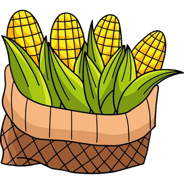 Thanksgiving harvest corn cartoon colored clipart