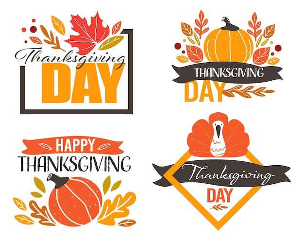 Thanksgiving holiday, celebration cards banners