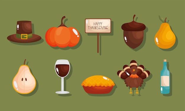 Vector thanksgiving icon set