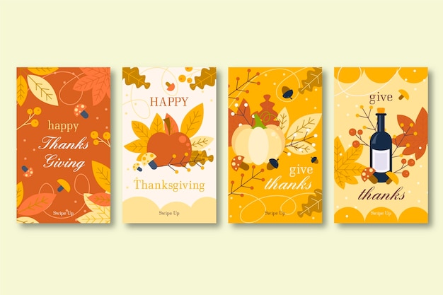 Vector thanksgiving instagram stories collection