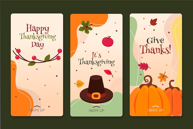 Thanksgiving instagram stories in flat design