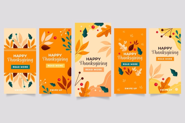 Thanksgiving instagram stories in flat design