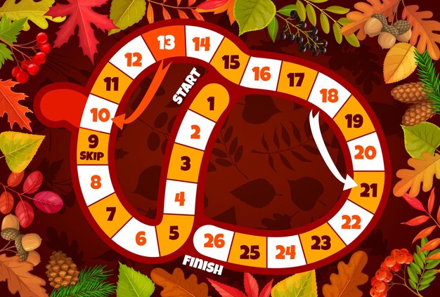 Vector thanksgiving kids board game in shape of acorn