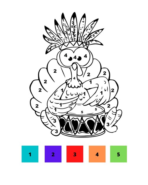 Thanksgiving Kleurplaten Kleur op Nummer Thanksgiving