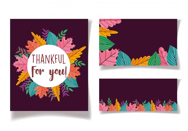 Thanksgiving label cards leaves