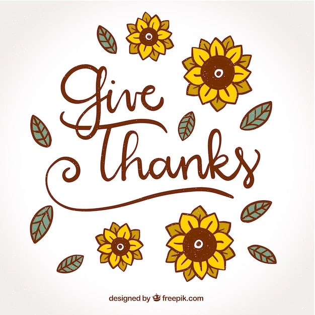 Thanksgiving lettering design with sunflowers